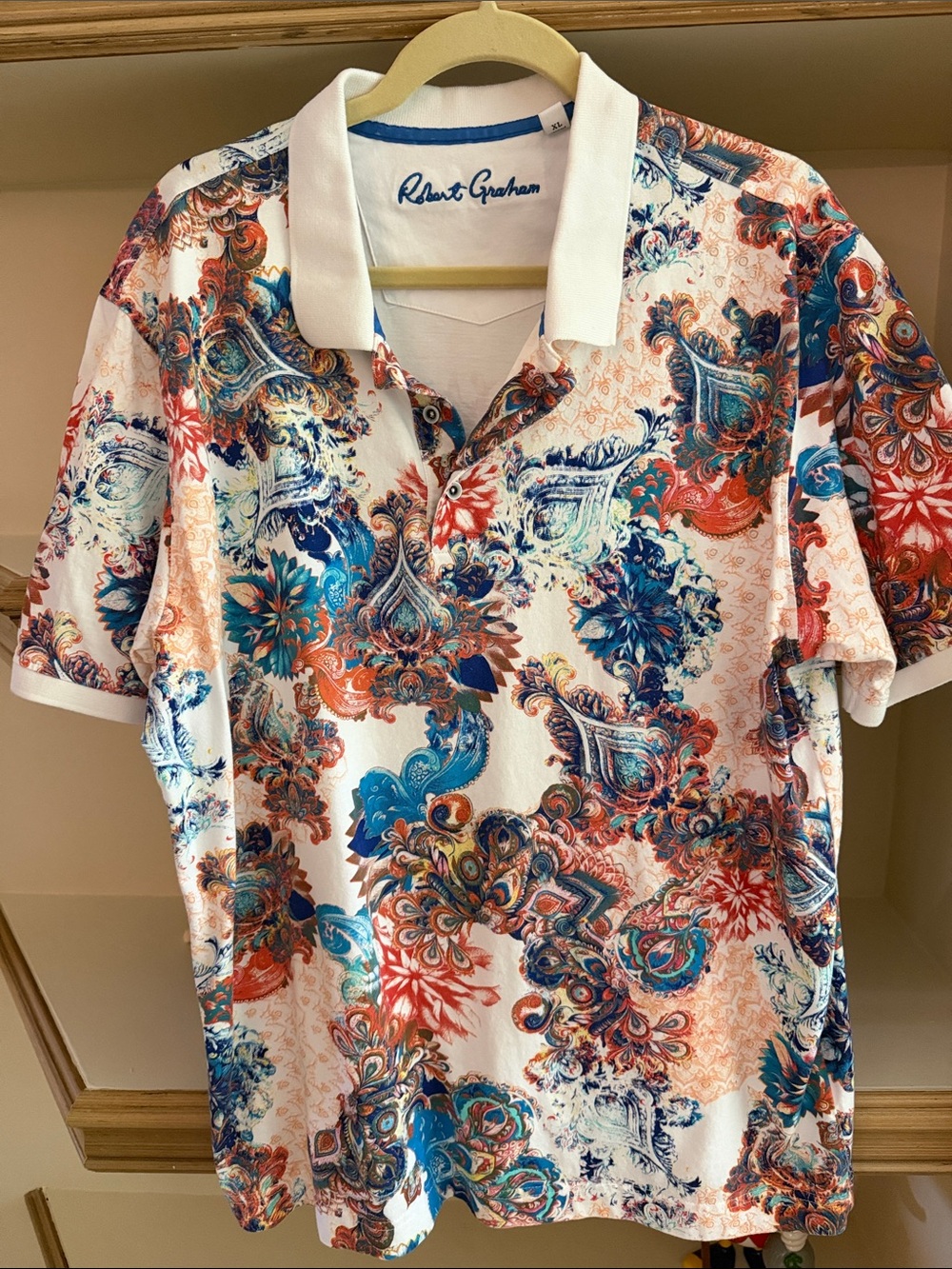 Robert Graham Multicolor Paisley Polo with White Collar